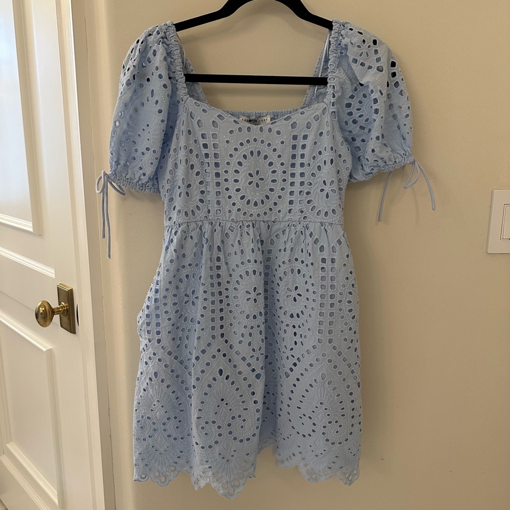 English Factory Light Blue Eyelet Dress